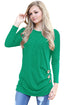 Green Buttoned Side Long Sleeve Spring Autumn Womens Top